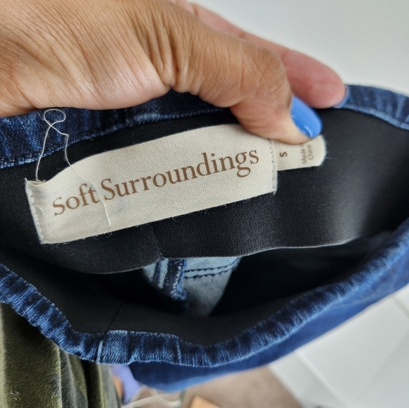 Soft Surroundings Wide Leg Jeans Womens Small Dark Blue Denim - Picture 4 of 10